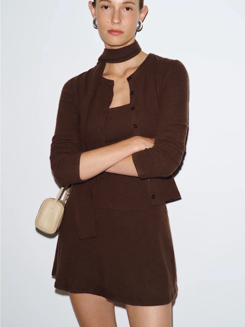 Nara Knit Cardigan Set in Mole Brown. - NWT - Picture 2 of 9